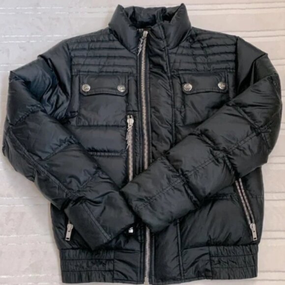 Faith Connexion Designer Down Feather Black Puffer Bomber Jacket - Picture 1 of 14